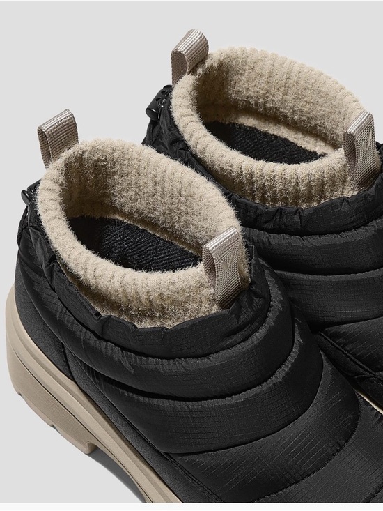 Quilted Black Winter Ankle Boots with Tan Platform Sole - Picture 4 of 8